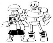 Printable undertale trio frisk sans and papyrus by chiherah  coloring pages